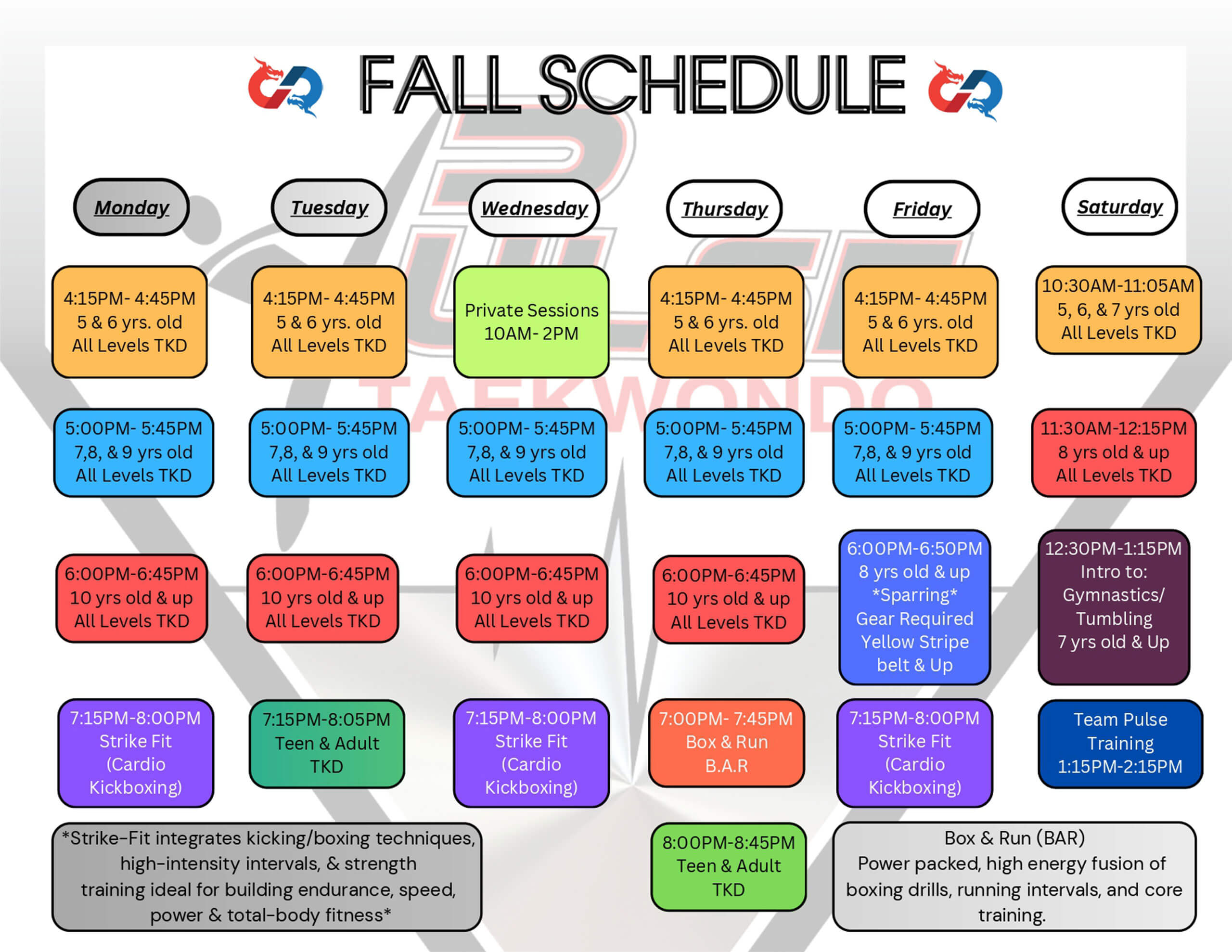 Fall Schedule 2025